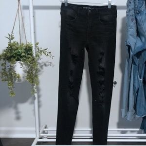 American Eagle Black Distressed Jeans